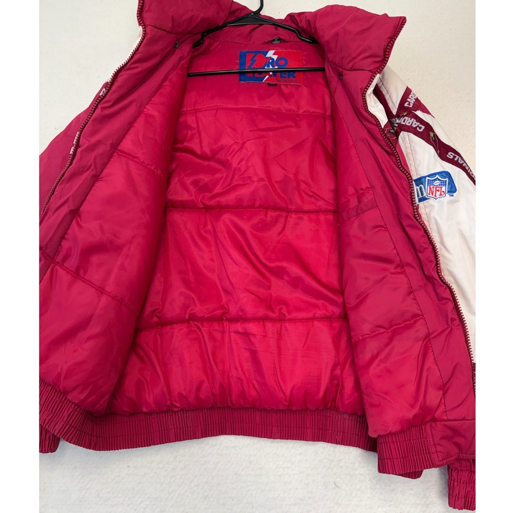 Vintage Pro Player Arizona Cardinals NFL Puffer Jacket Red White XXL Full Zip - Picture 5 of 9